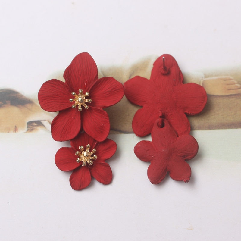 Double-layers Flower Drop Earrings