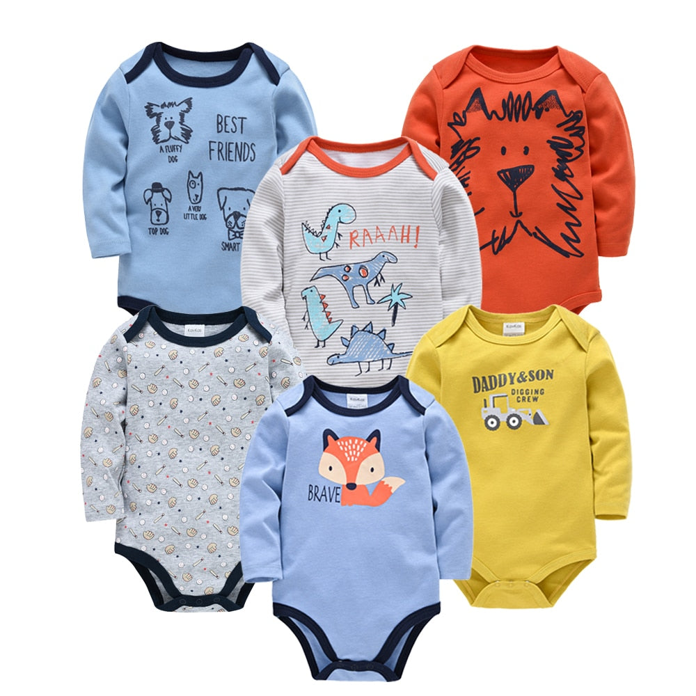 Baby 3-6PCS Cotton Long Sleeve Bodysuit