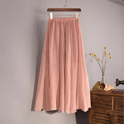 Cotton Linen Maxi Skirt