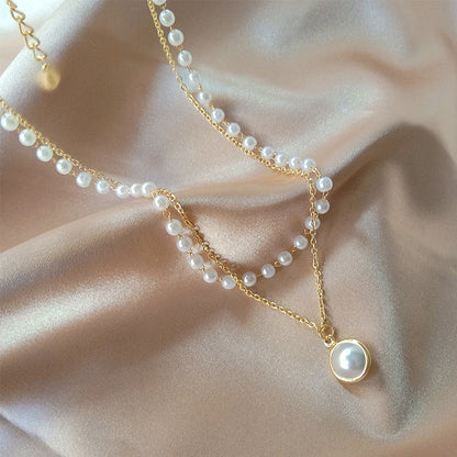 Double Layer Pearl Choker Necklace