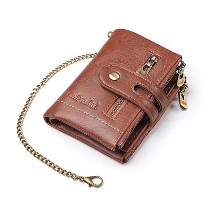 PU Leather Short Card Holder Chain