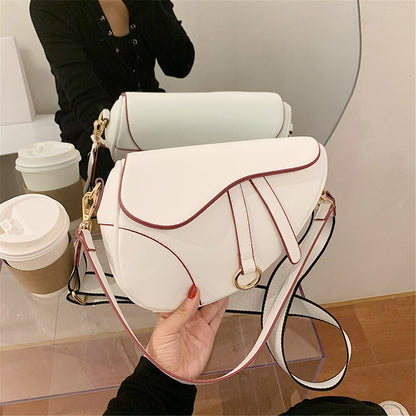 Leisure Saddle Pu Solid Color Handbag