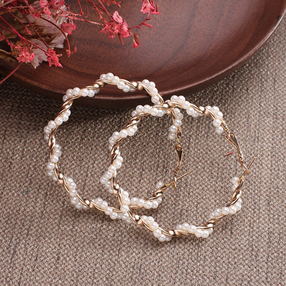 Pearl Big Hoop Earrings