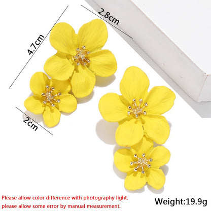 Double-layers Flower Drop Earrings