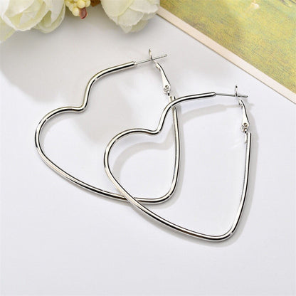 Hollow Big Heart Hoop Earrings