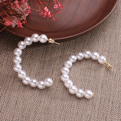 Pearl Big Hoop Earrings