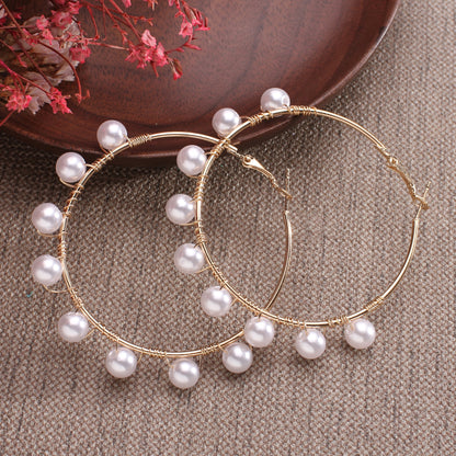 Pearl Big Hoop Earrings