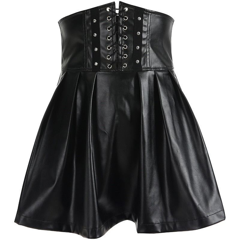 Gothic Black Faux Leather Skirt