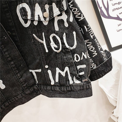 Letter Embroidery Denim Jacket