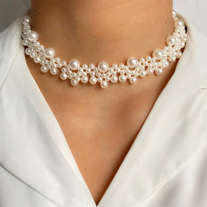 Pearl Flower Bow-knot Choker Necklace