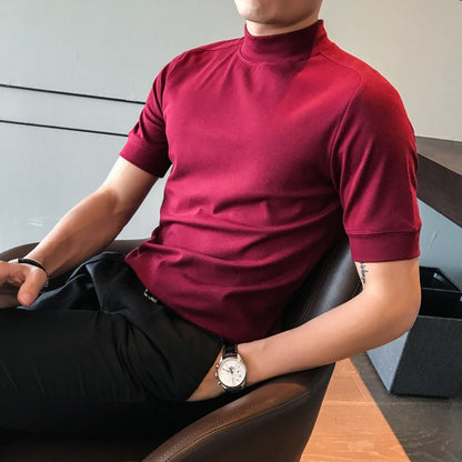 Men Casual Short Sleeve Turtleneck T Shirt