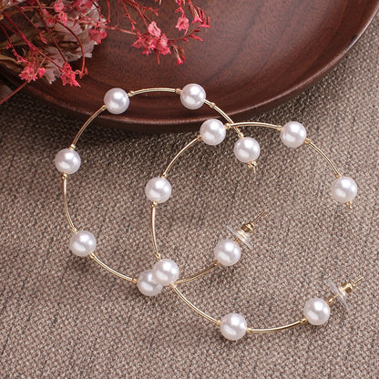 Pearl Big Hoop Earrings