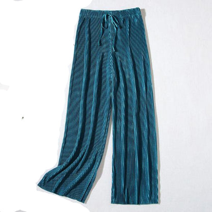 Pleated Loose Ice Silk Cropped Pants