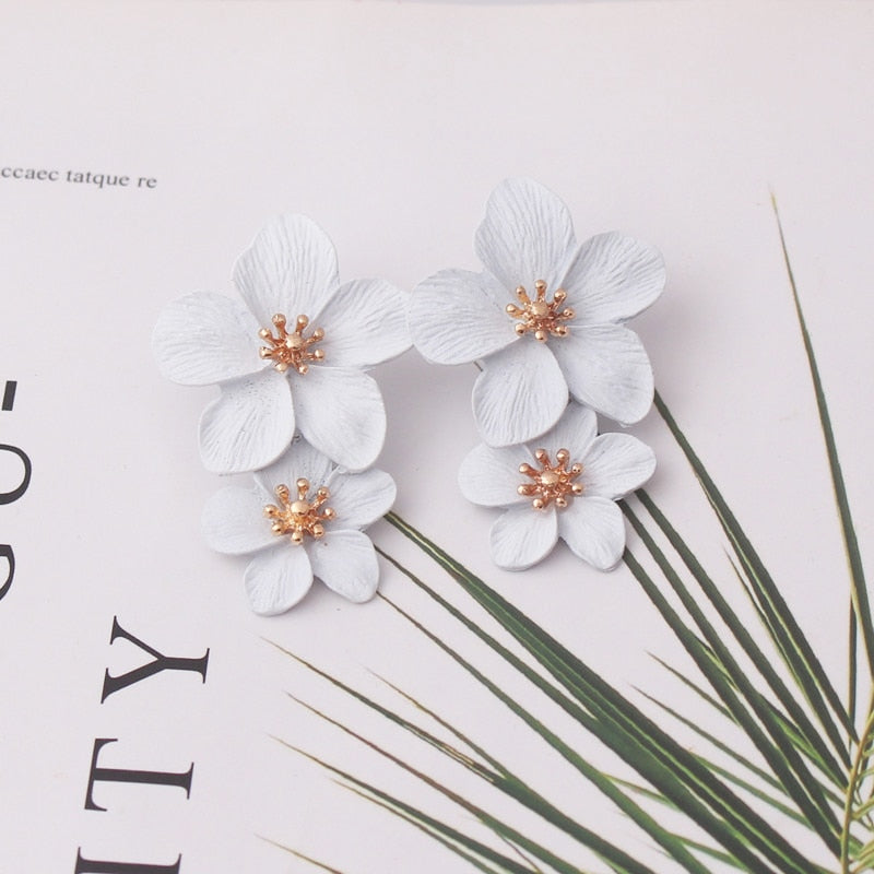 Double-layers Flower Drop Earrings