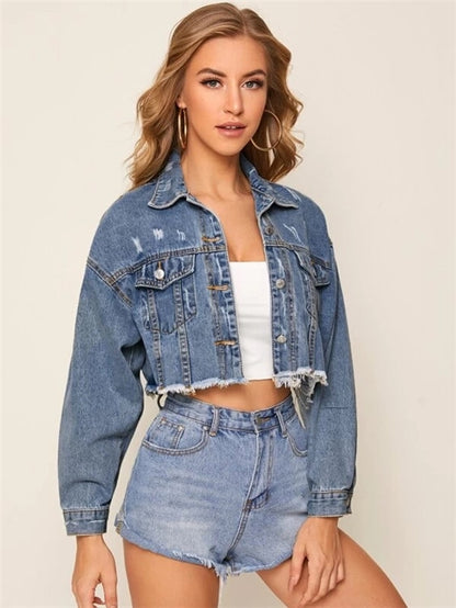 Short Single Breasted Denim Jacket