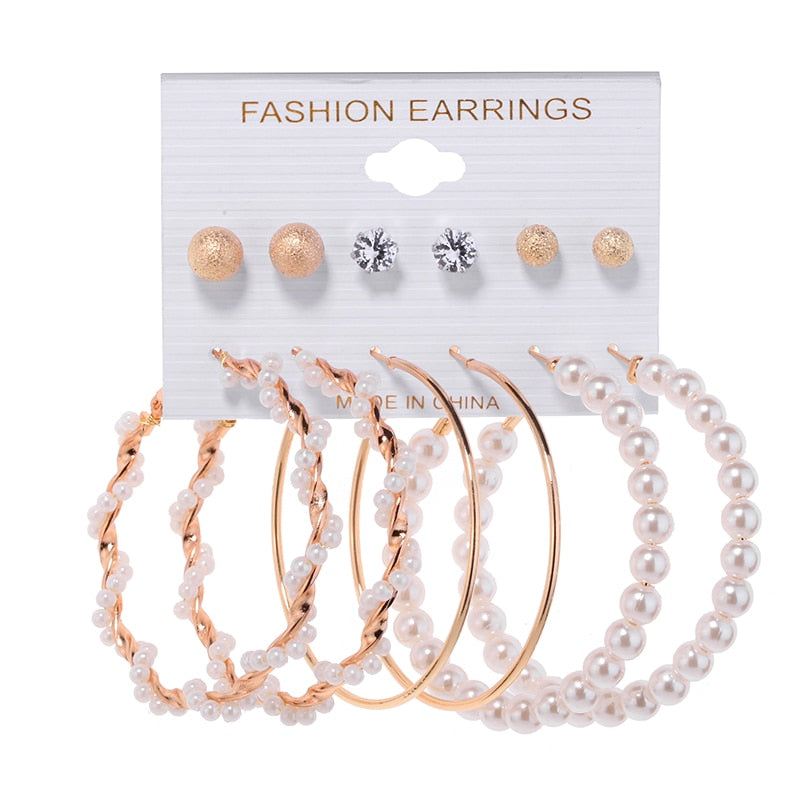 Pearl Big Hoop Earrings