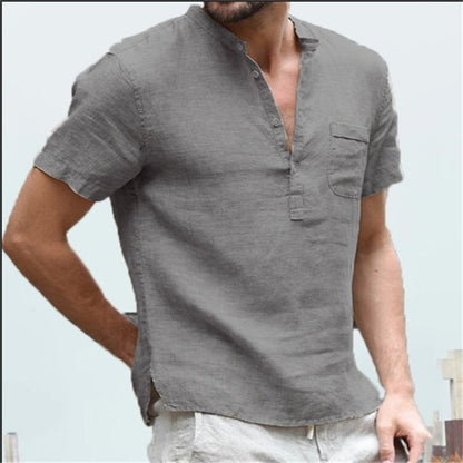 Men V-neck single breasted T-shirt