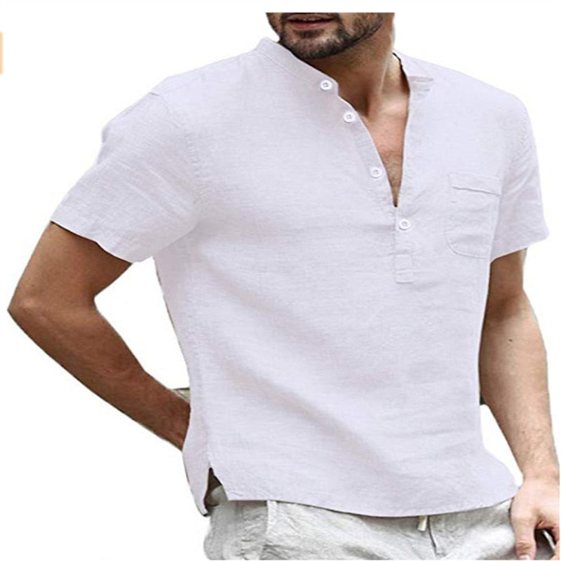 Men V-neck single breasted T-shirt