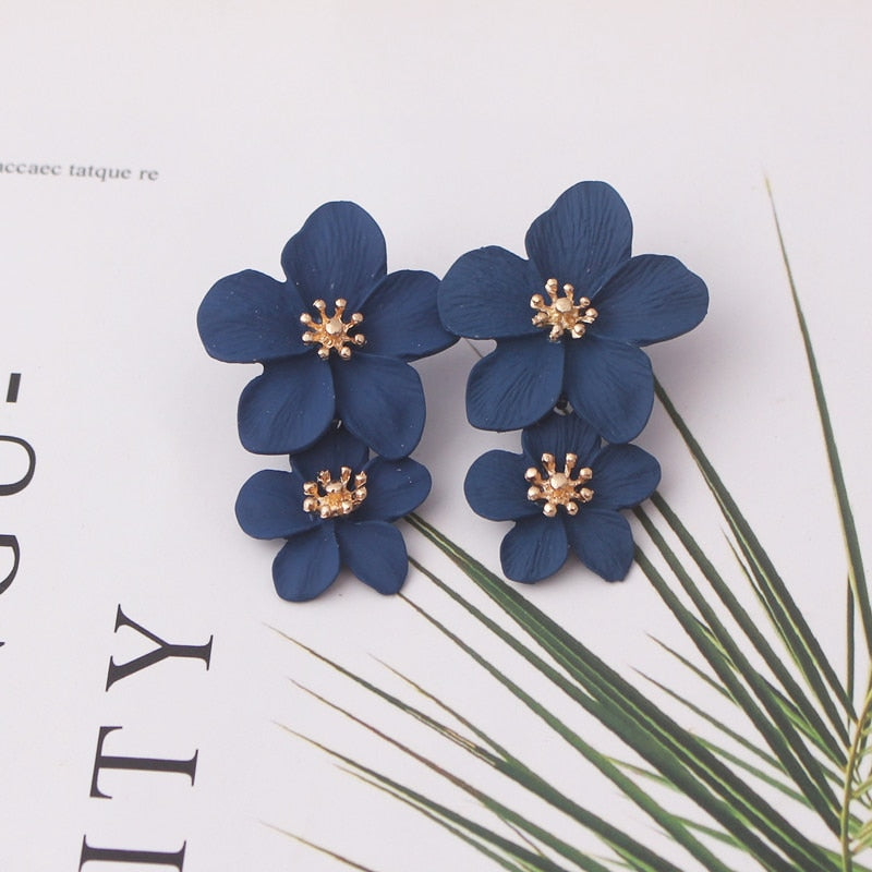 Double-layers Flower Drop Earrings