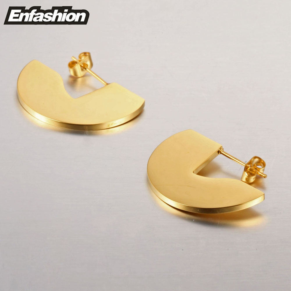 Geometic Semi-circle Fan Stud Earring