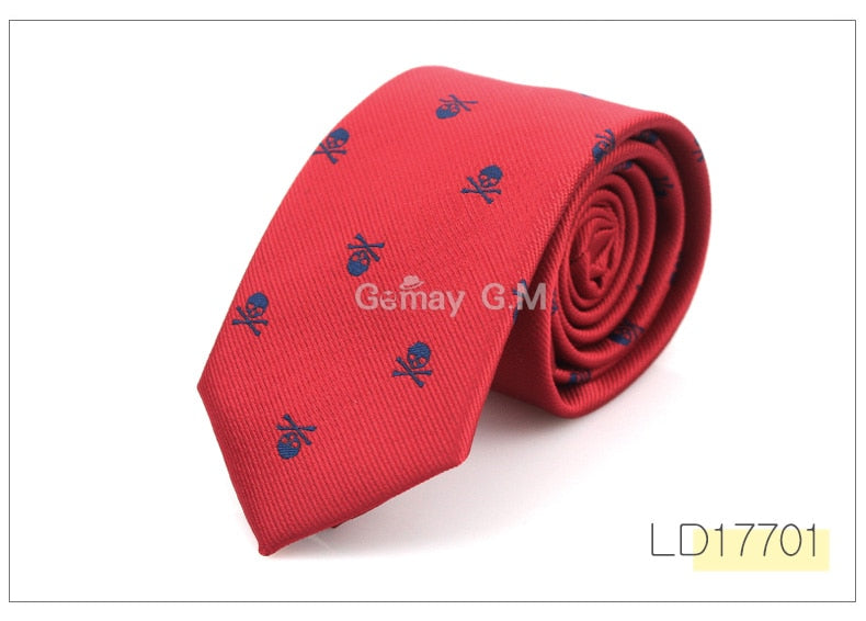 Men Casual Slim Skull Tie