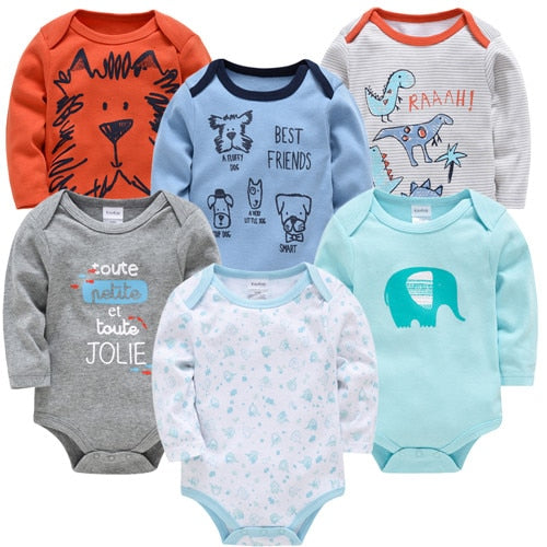 Baby 3-6PCS Cotton Long Sleeve Bodysuit