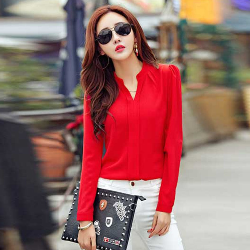 Slim Chiffon Long Sleeve Shirt