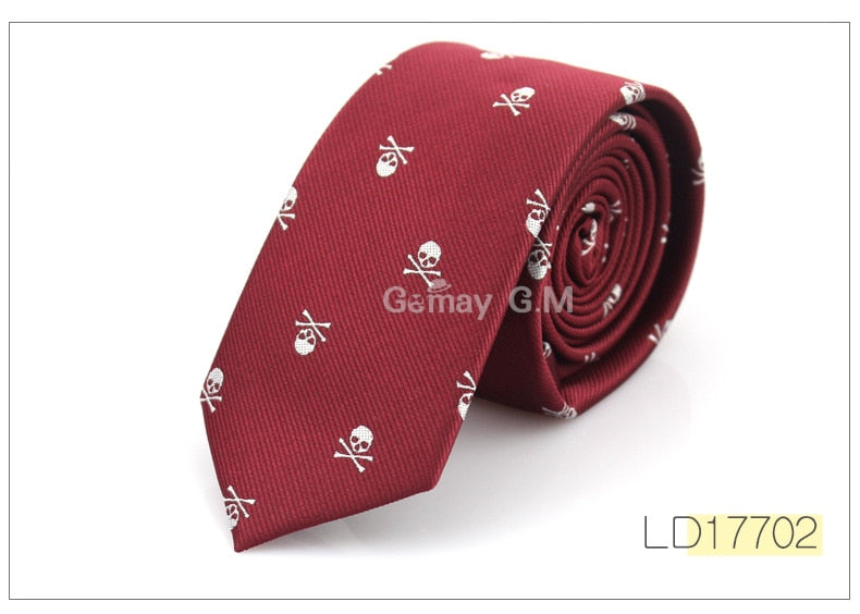 Men Casual Slim Skull Tie