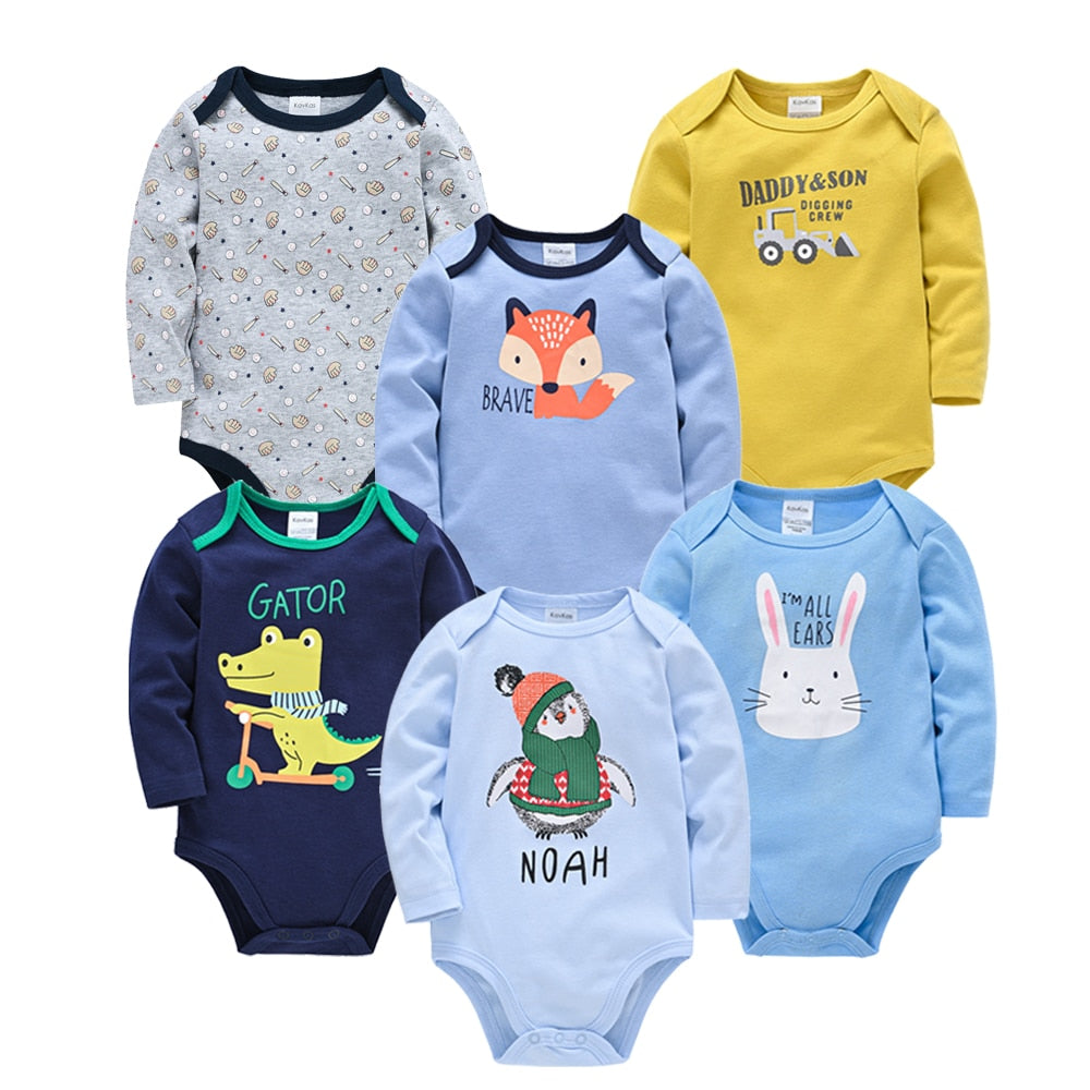 Baby 3-6PCS Cotton Long Sleeve Bodysuit