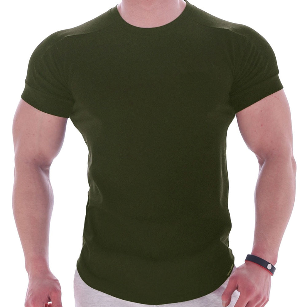 Solid Casual Cotton Gym Fitness T-shirt