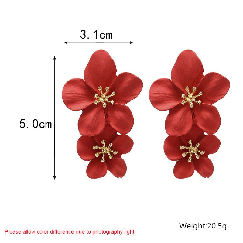 Double-layers Flower Drop Earrings