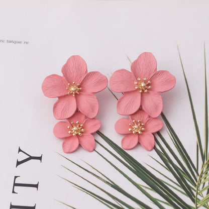 Double-layers Flower Drop Earrings