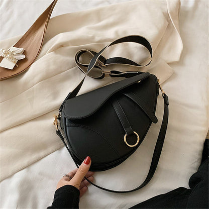 Leisure Saddle Pu Solid Color Handbag