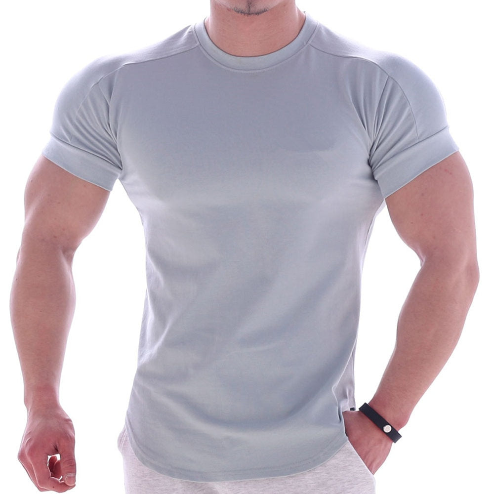 Solid Casual Cotton Gym Fitness T-shirt