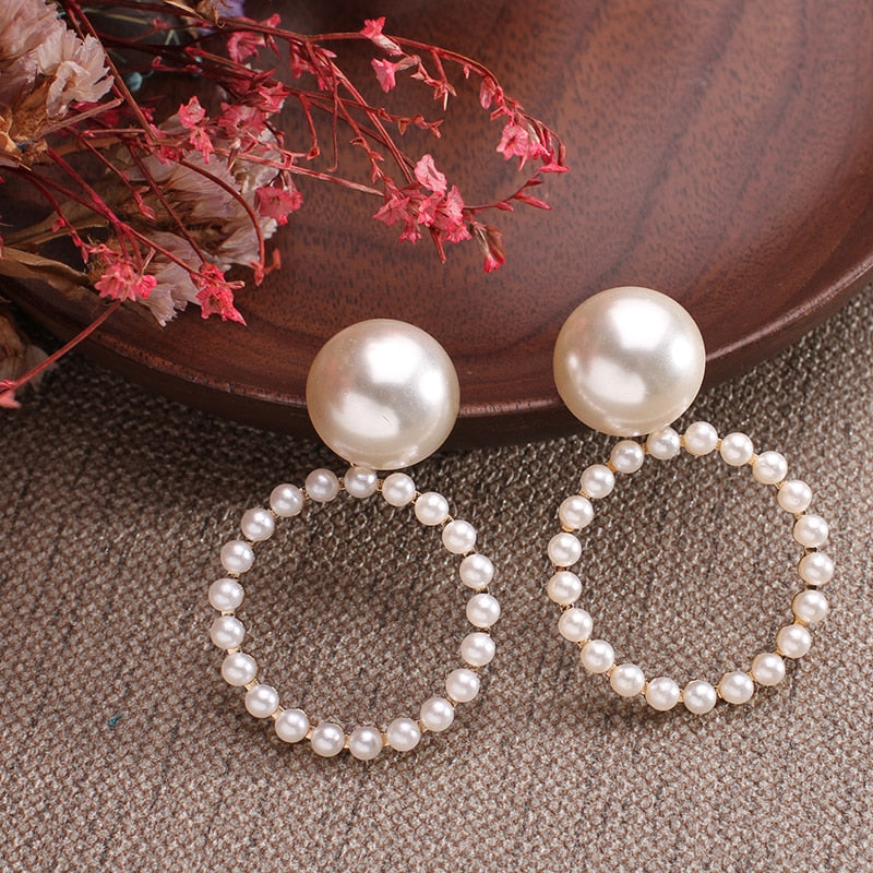 Pearl Big Hoop Earrings