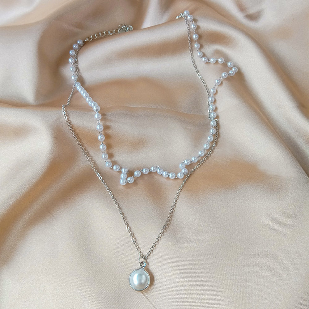 Double Layer Pearl Choker Necklace