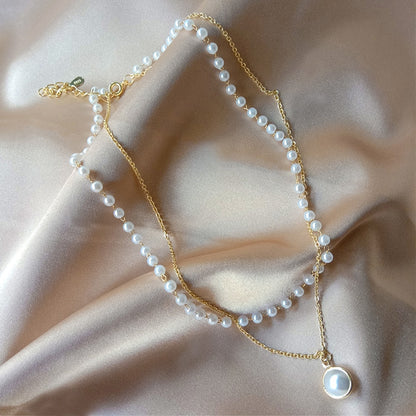 Double Layer Pearl Choker Necklace