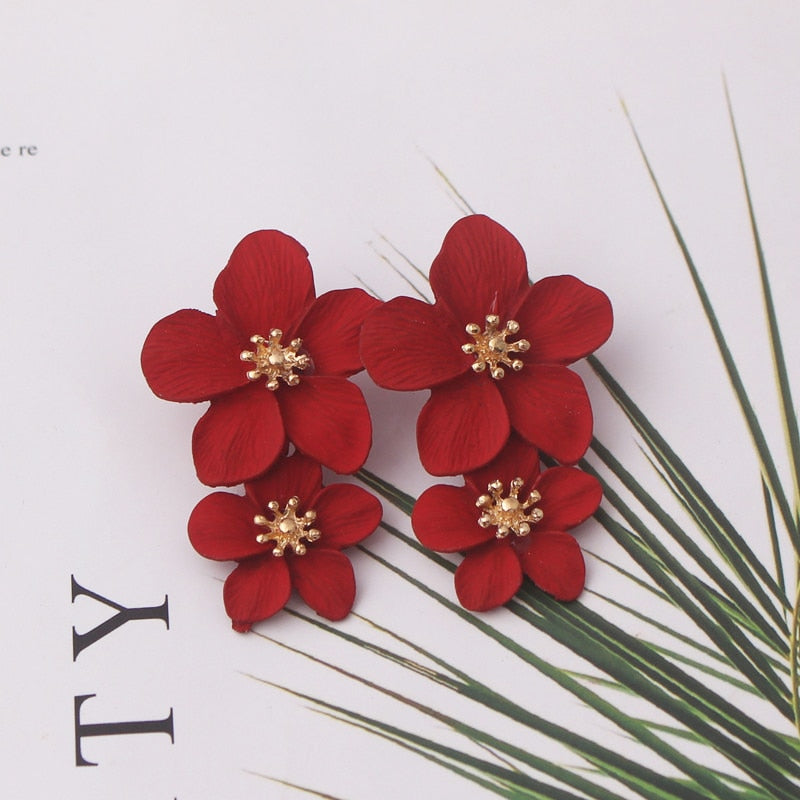 Double-layers Flower Drop Earrings