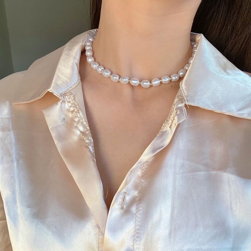 Pearl Flower Bow-knot Choker Necklace