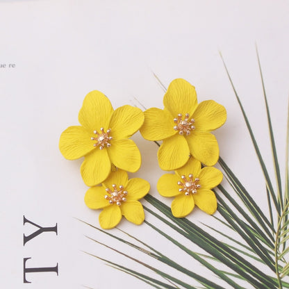 Double-layers Flower Drop Earrings