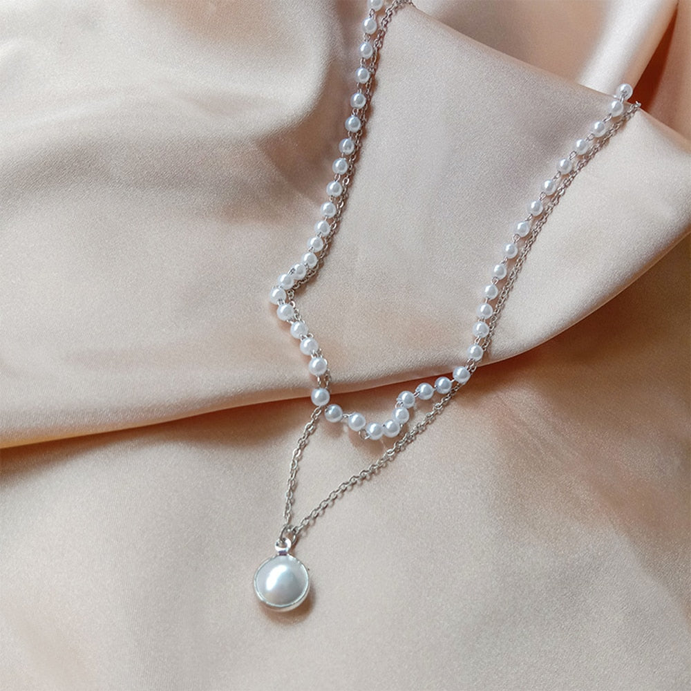 Double Layer Pearl Choker Necklace