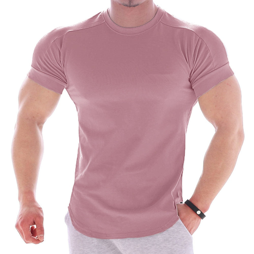 Solid Casual Cotton Gym Fitness T-shirt