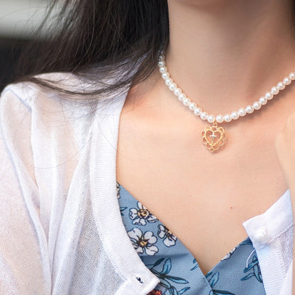 Pearl Flower Bow-knot Choker Necklace