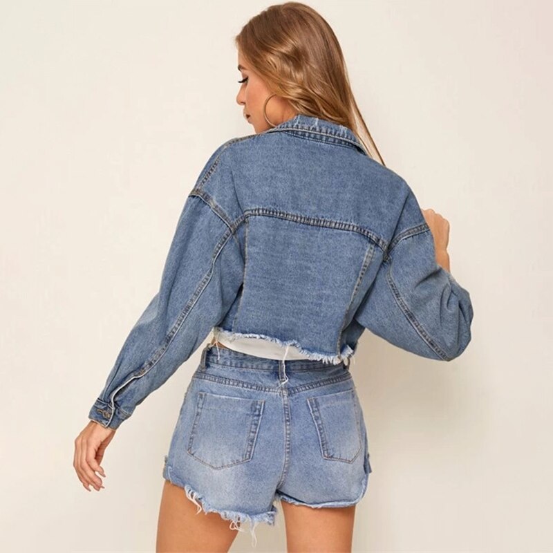 Short Single Breasted Denim Jacket