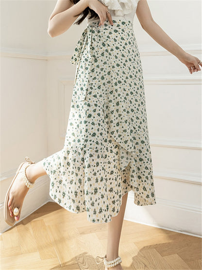 Flower Printing A-line Skirt