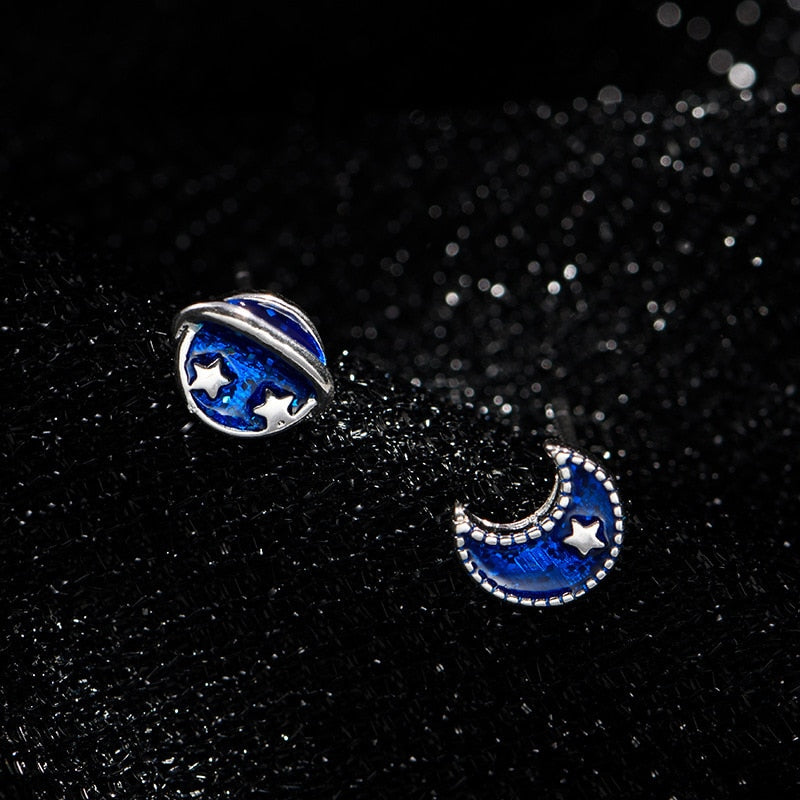 Star Moon Stud Earrings