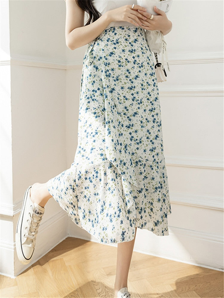 Flower Printing A-line Skirt