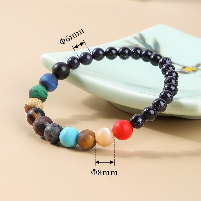 Natural Stone Eight Planets Bead Bracelet