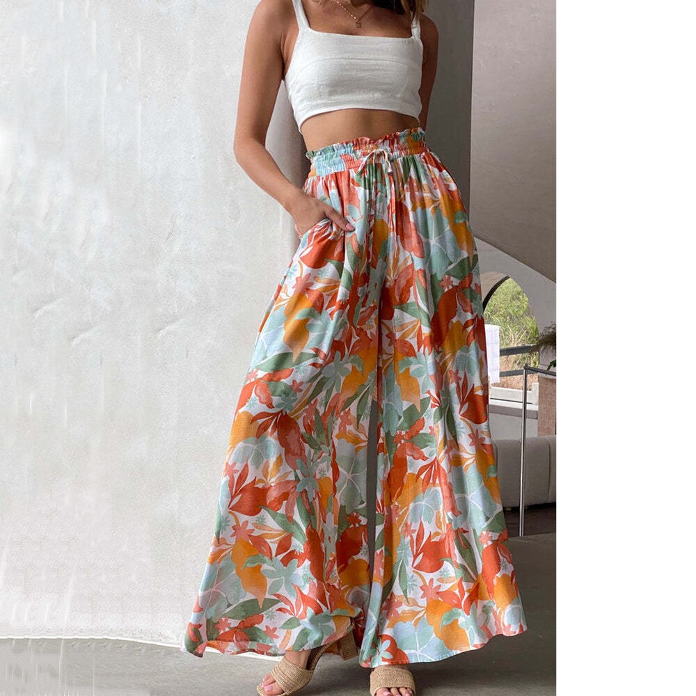 Loose Lace-Up Wide Leg Pants