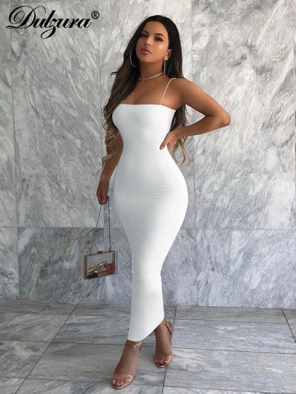 Strap Midi Dress Bodycon Sexy Streetwear